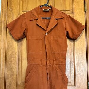 Big Bud Press Short Sleeve Jumpsuit - Burnt Terracotta - Size Small (hemmed)